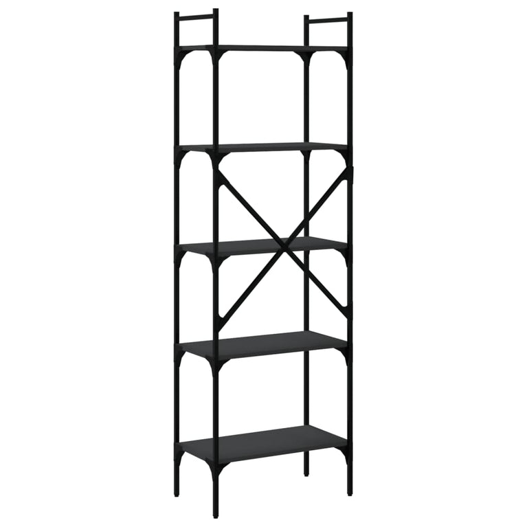 Boekenkast 5-laags 56x31,5x174 cm bewerkt hout zwart MeubelReus