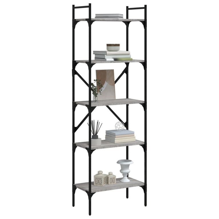 Boekenkast 5-laags 56x31,5x174 cm bewerkt hout grijs sonoma MeubelReus