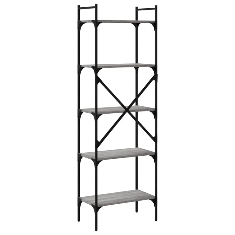 Boekenkast 5-laags 56x31,5x174 cm bewerkt hout grijs sonoma MeubelReus