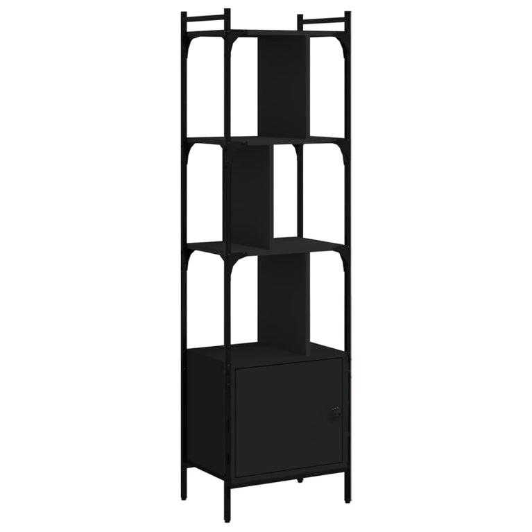 Boekenkast met deur 44,5x30x154,5 cm bewerkt hout zwart MeubelReus