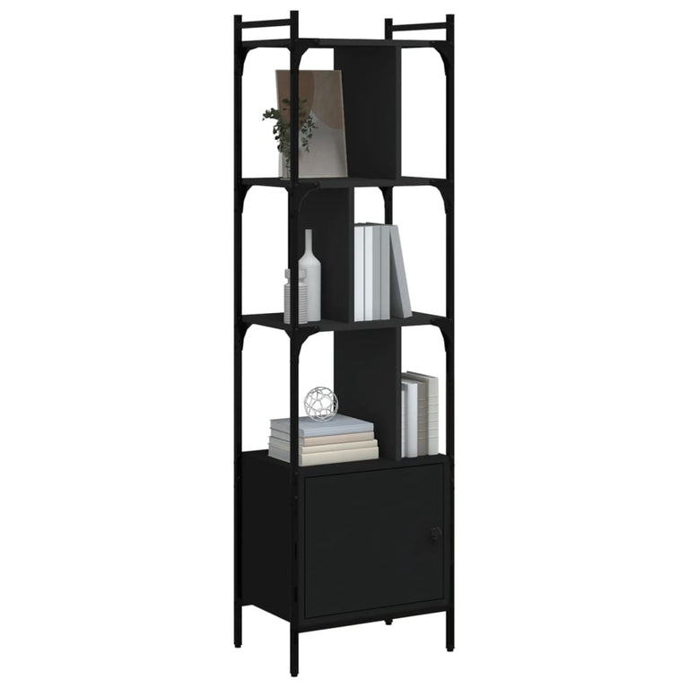 Boekenkast met deur 44,5x30x154,5 cm bewerkt hout zwart MeubelReus