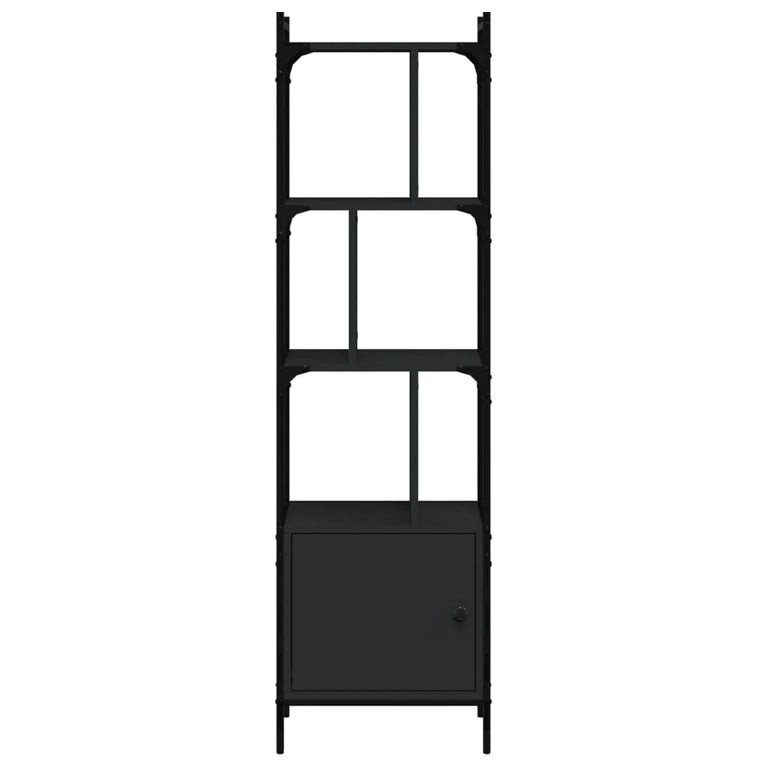 Boekenkast met deur 44,5x30x154,5 cm bewerkt hout zwart MeubelReus