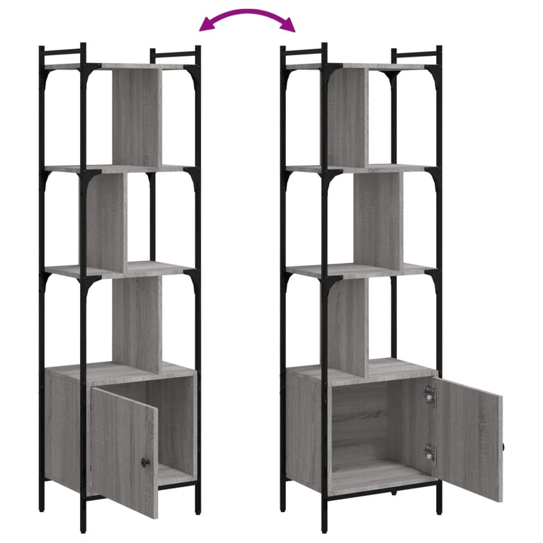 Boekenkast met deur 44,5x30x154,5 cm hout grijs sonoma eiken MeubelReus