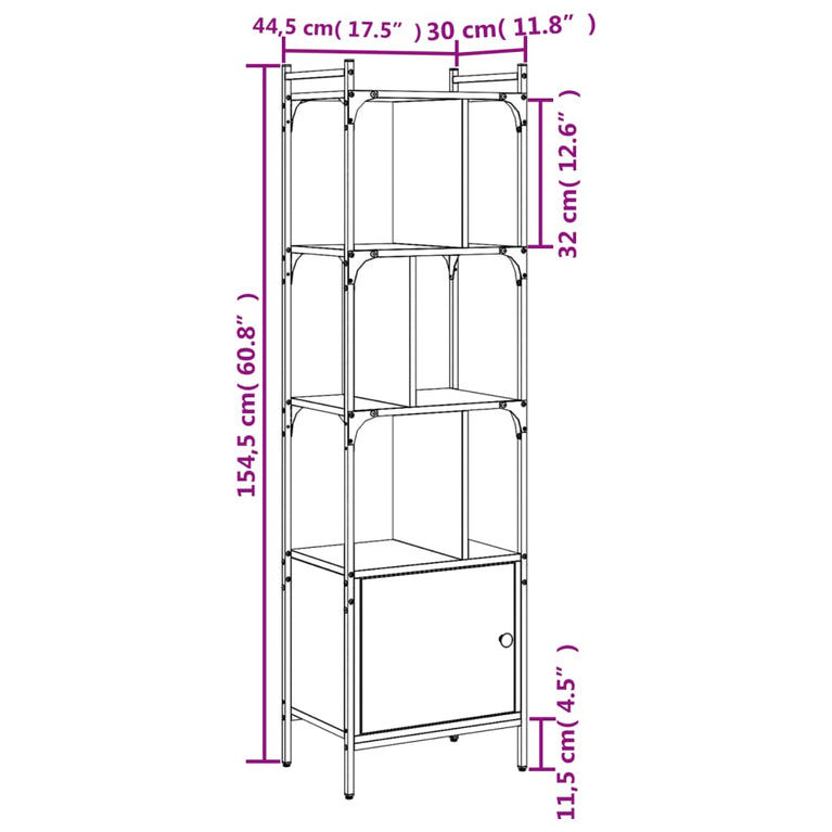 Boekenkast met deur 44,5x30x154,5 cm hout bruin eikenkleur MeubelReus