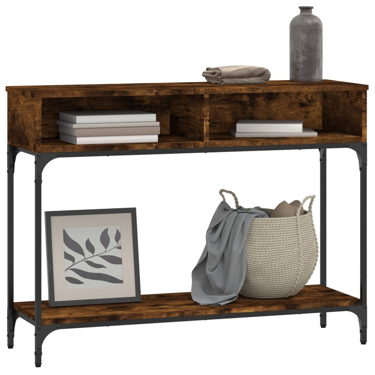 Wandtafel 100x30,5x75 cm bewerkt hout gerookt eikenkleurig MeubelReus
