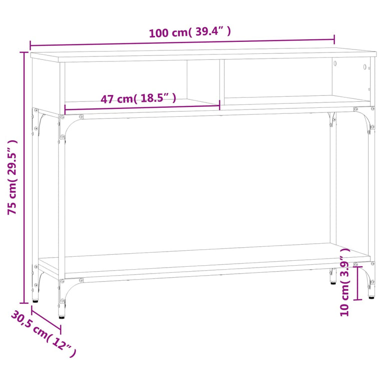 Wandtafel 100x30,5x75 cm bewerkt hout gerookt eikenkleurig MeubelReus