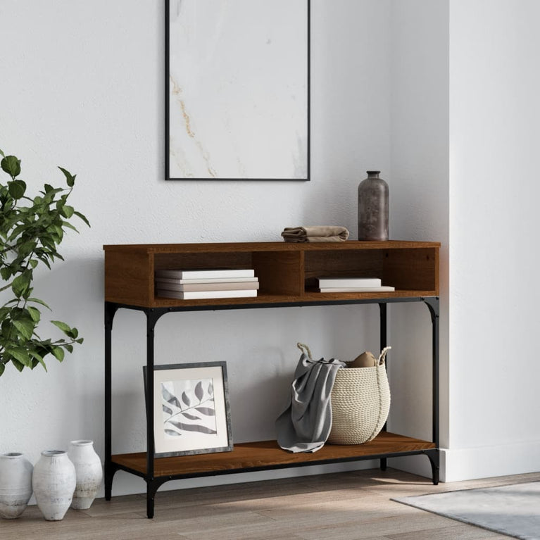 Wandtafel 100x30,5x75 cm bewerkt hout bruin eikenkleur MeubelReus