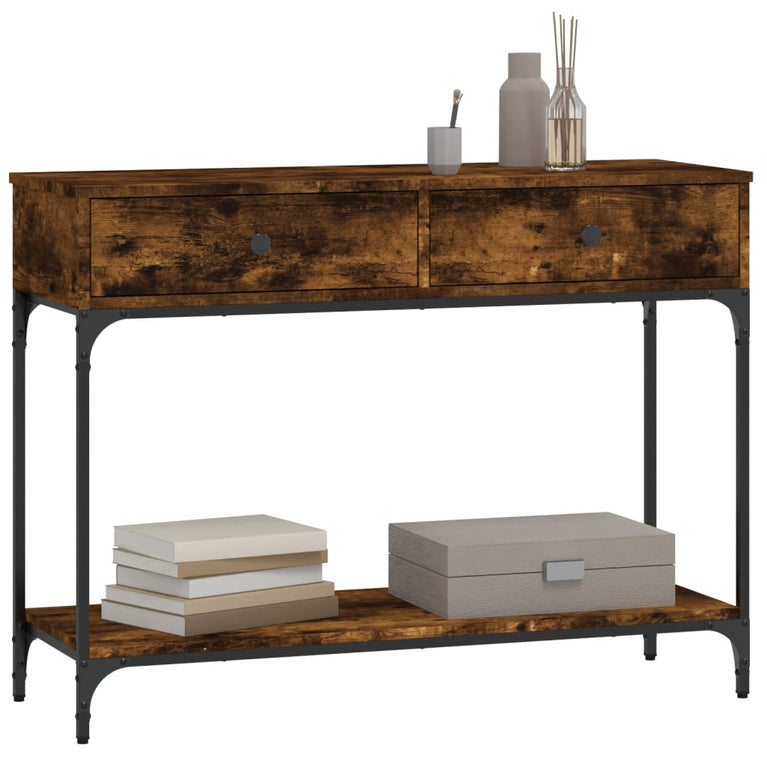 Wandtafel 100x34,5x75 cm bewerkt hout gerookt eikenkleurig MeubelReus
