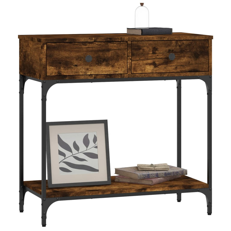 Wandtafel 75x34,5x75 cm bewerkt hout gerookt eikenkleurig MeubelReus
