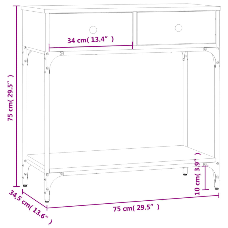 Wandtafel 75x34,5x75 cm bewerkt hout gerookt eikenkleurig MeubelReus