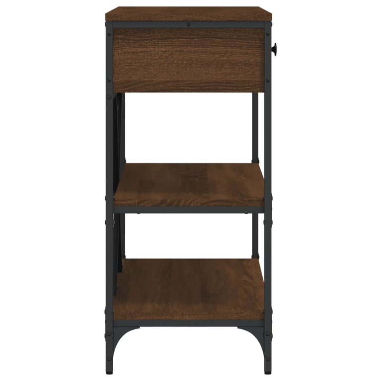 Wandtafel met lades en schappen bewerkt hout bruin eikenkleur MeubelReus