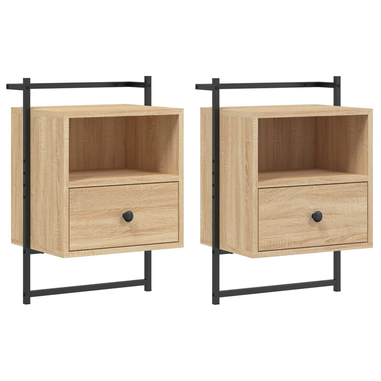 Nachtkastjes 2 st wandgemonteerd 40x30x61 cm hout sonoma eiken MeubelReus