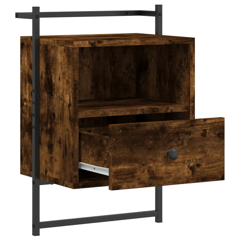 Nachtkastjes 2 st wandgemonteerd 40x30x61 cm hout gerookt eiken MeubelReus