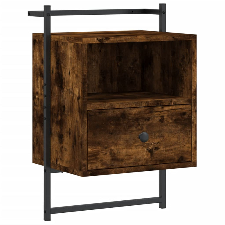 Nachtkastjes 2 st wandgemonteerd 40x30x61 cm hout gerookt eiken MeubelReus