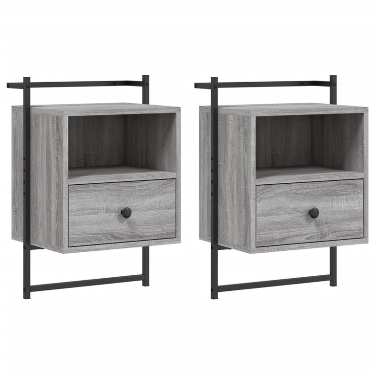 Nachtkastjes 2 st wandgemonteerd 40x30x61 cm hout grijs sonoma MeubelReus