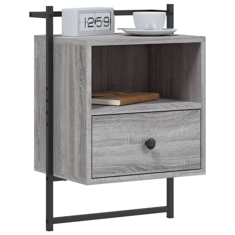 Nachtkastjes 2 st wandgemonteerd 40x30x61 cm hout grijs sonoma MeubelReus