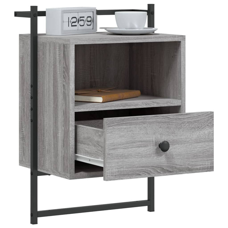 Nachtkastjes 2 st wandgemonteerd 40x30x61 cm hout grijs sonoma MeubelReus
