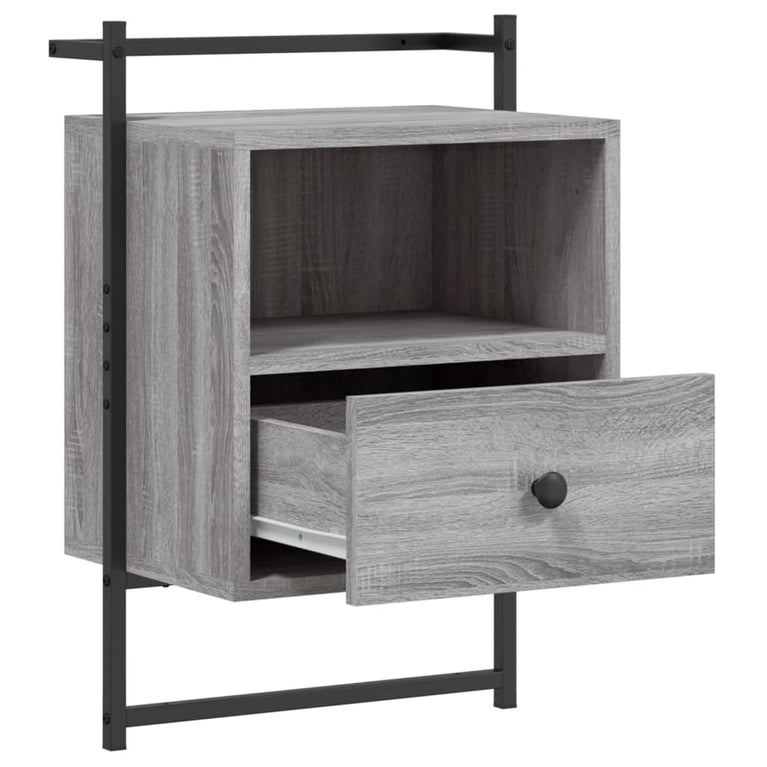 Nachtkastjes 2 st wandgemonteerd 40x30x61 cm hout grijs sonoma MeubelReus