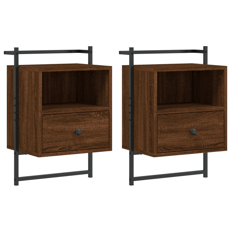 Nachtkastjes 2 st wandgemonteerd 40x30x61 cm hout bruineiken MeubelReus