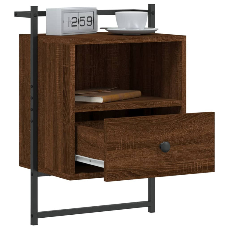 Nachtkastjes 2 st wandgemonteerd 40x30x61 cm hout bruineiken MeubelReus