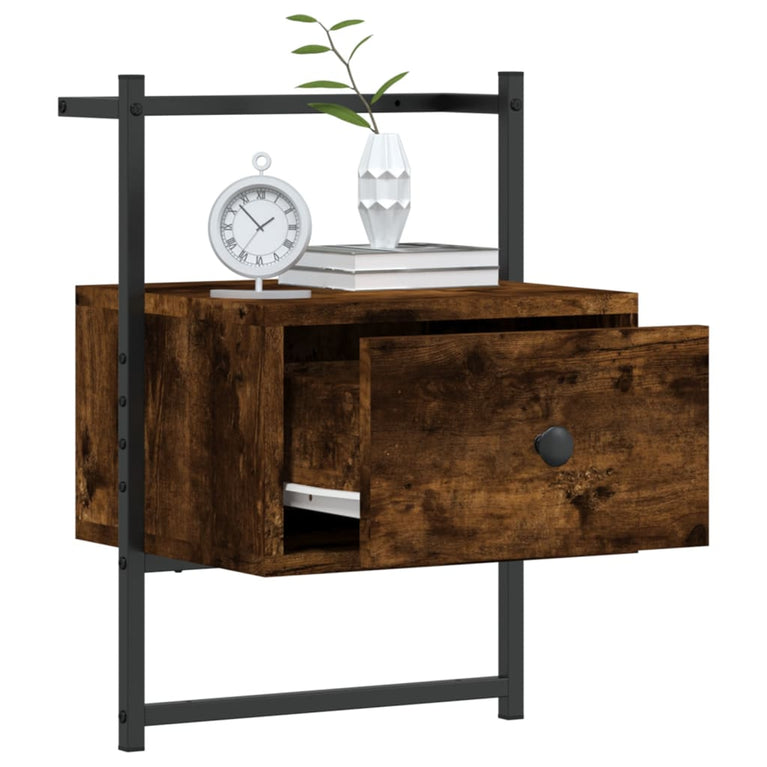Nachtkastjes 2 st wandgemonteerd 35x30x51 cm hout gerookt eiken MeubelReus