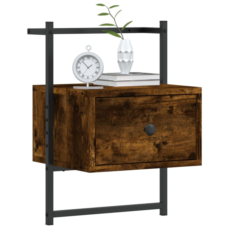 Nachtkastjes 2 st wandgemonteerd 35x30x51 cm hout gerookt eiken MeubelReus