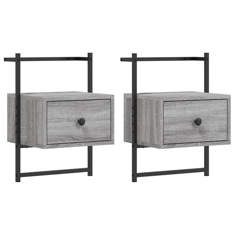 Nachtkastjes 2 st wandgemonteerd 35x30x51 cm hout grijs sonoma MeubelReus