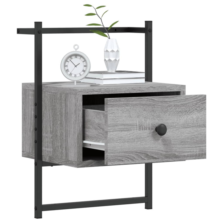 Nachtkastjes 2 st wandgemonteerd 35x30x51 cm hout grijs sonoma MeubelReus