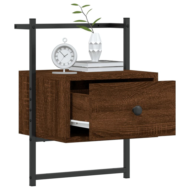 Nachtkastjes 2 st wandgemonteerd 35x30x51 cm hout bruineiken MeubelReus