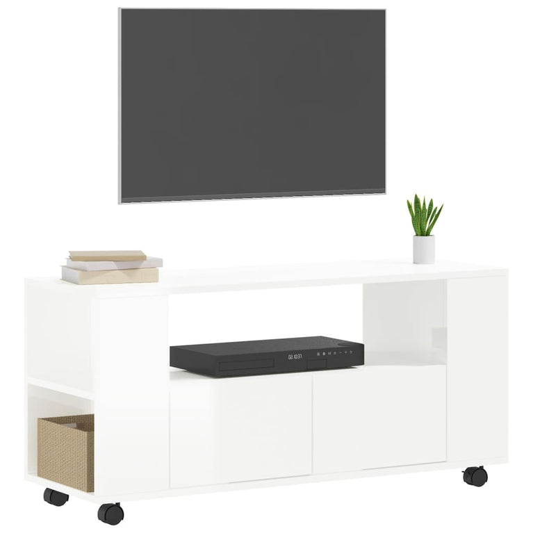 Tv-meubel 102x34,5x43 bewerkt hout hoogglans wit MeubelReus