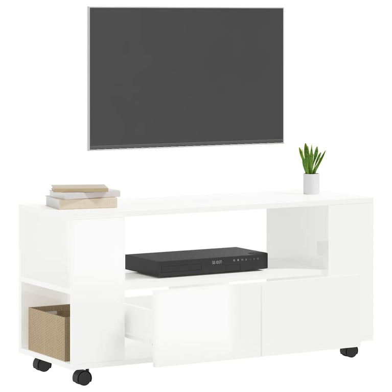 Tv-meubel 102x34,5x43 bewerkt hout hoogglans wit MeubelReus