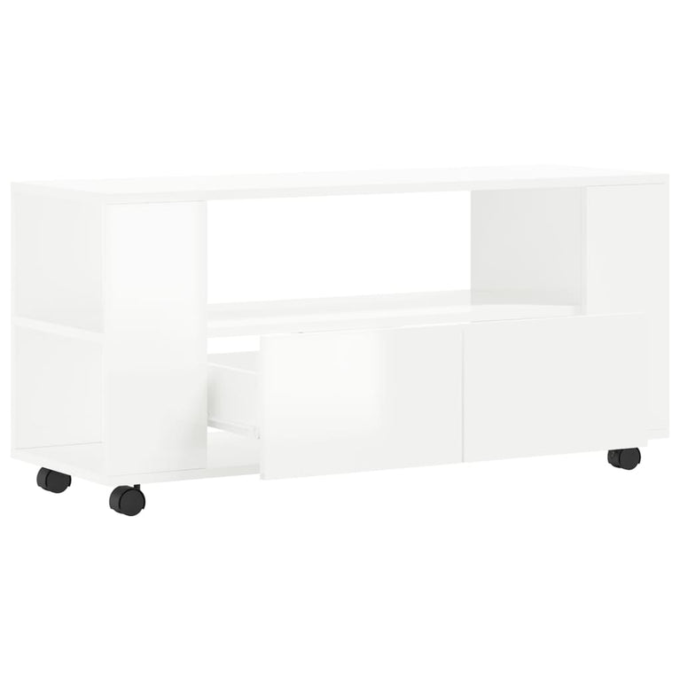 Tv-meubel 102x34,5x43 bewerkt hout hoogglans wit MeubelReus