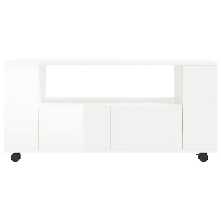 Tv-meubel 102x34,5x43 bewerkt hout hoogglans wit MeubelReus
