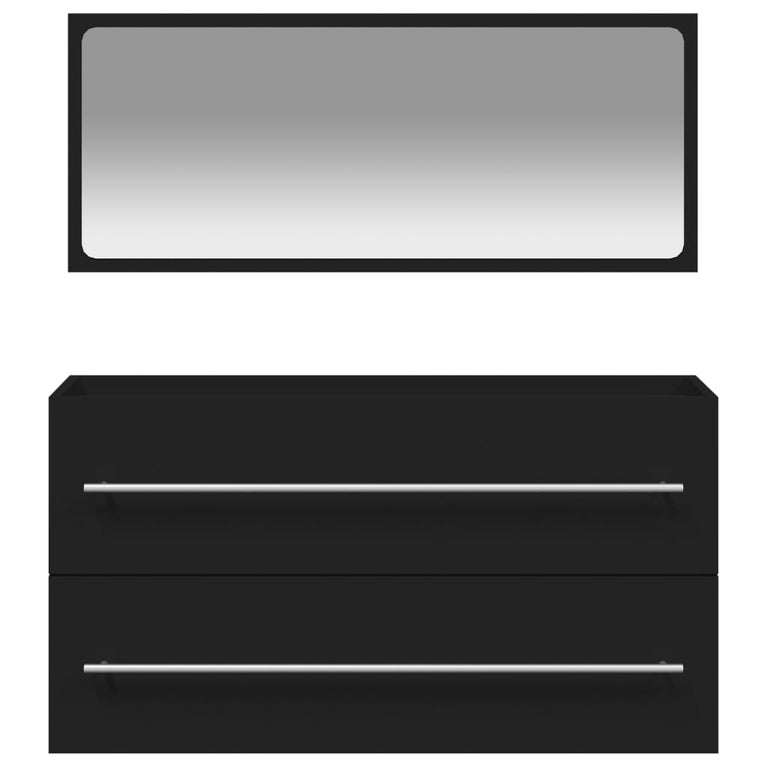 Badkamerkast met spiegel bewerkt hout zwart