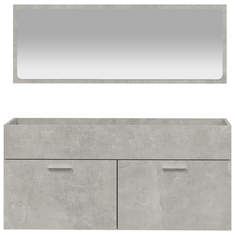 Badkamerkast met spiegel bewerkt hout betongrijs
