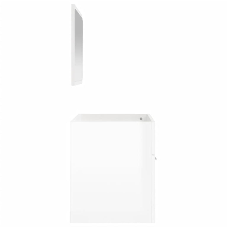 Badkamerkast met spiegel bewerkt hout hoogglans wit