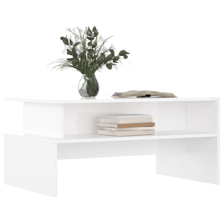 Salontafel 90x55x42,5 cm bewerkt hout hoogglans wit MeubelReus