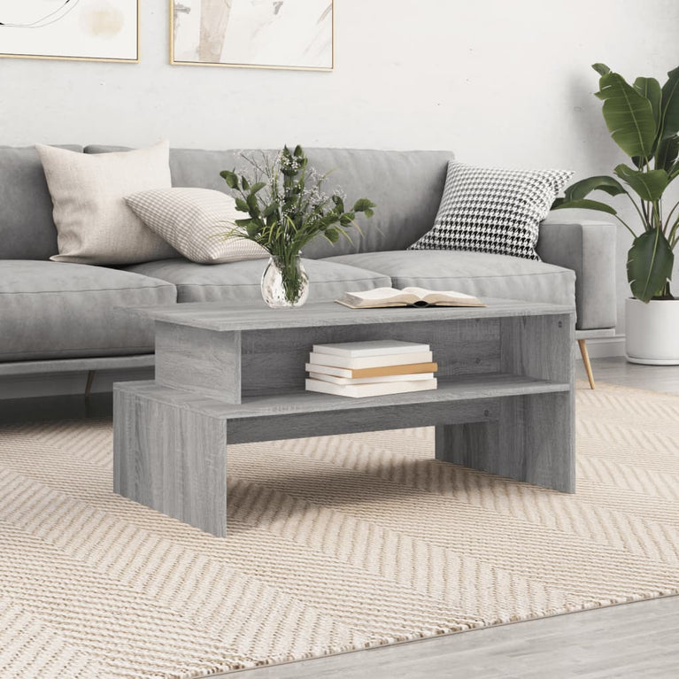 Salontafel 90x55x42,5 cm bewerkt hout grijs sonoma eikenkleur MeubelReus