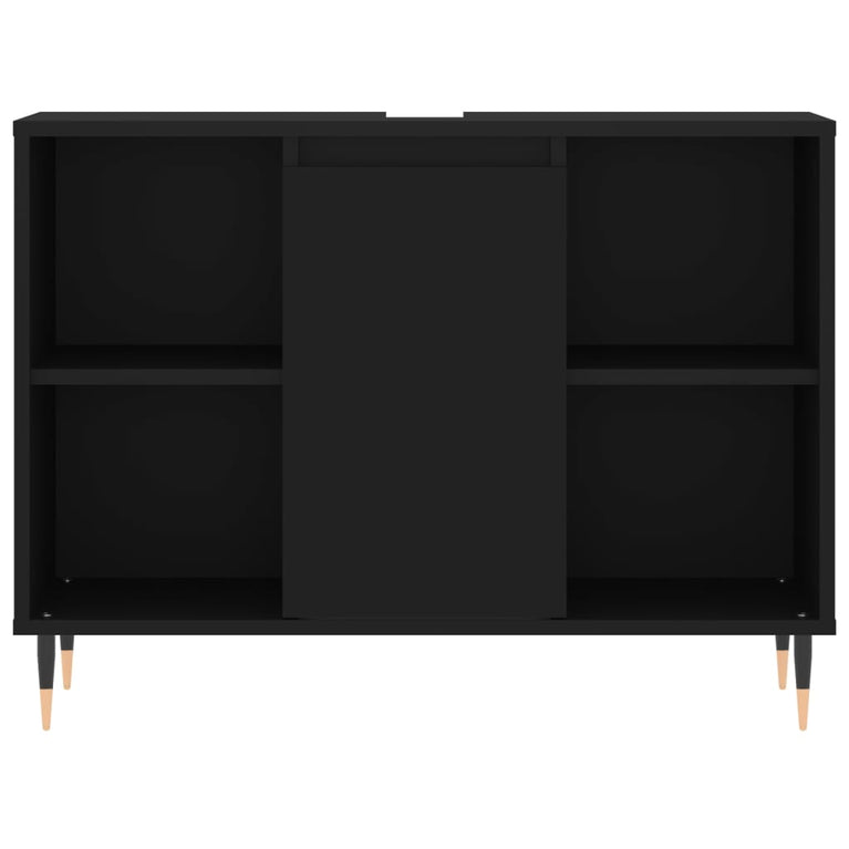 3-delige Badkamermeubelset bewerkt hout zwart