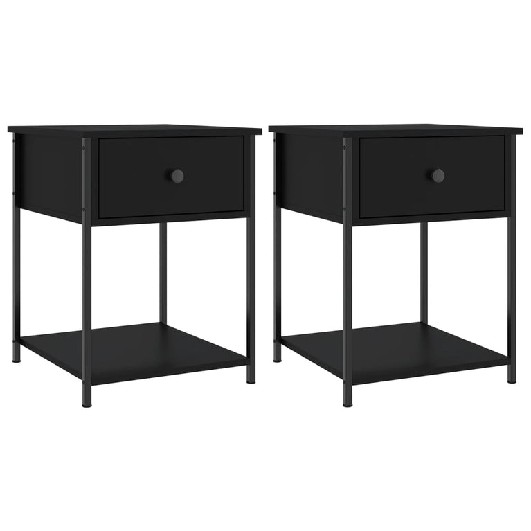 Nachtkastjes 2 st 44x45x58 cm bewerkt hout zwart MeubelReus