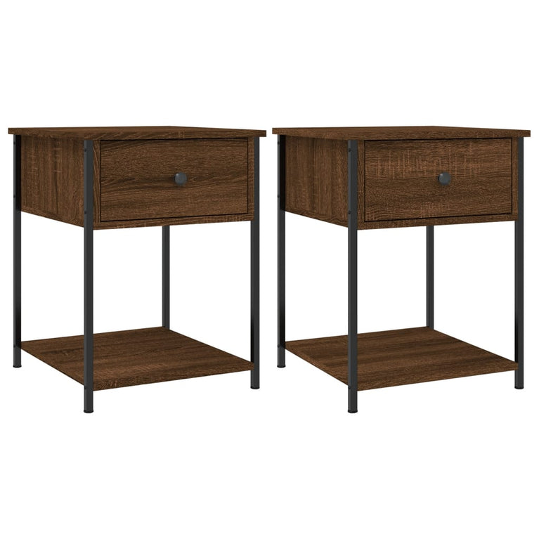 Nachtkastjes 2 st 44x45x58 cm bewerkt hout bruin eikenkleur MeubelReus