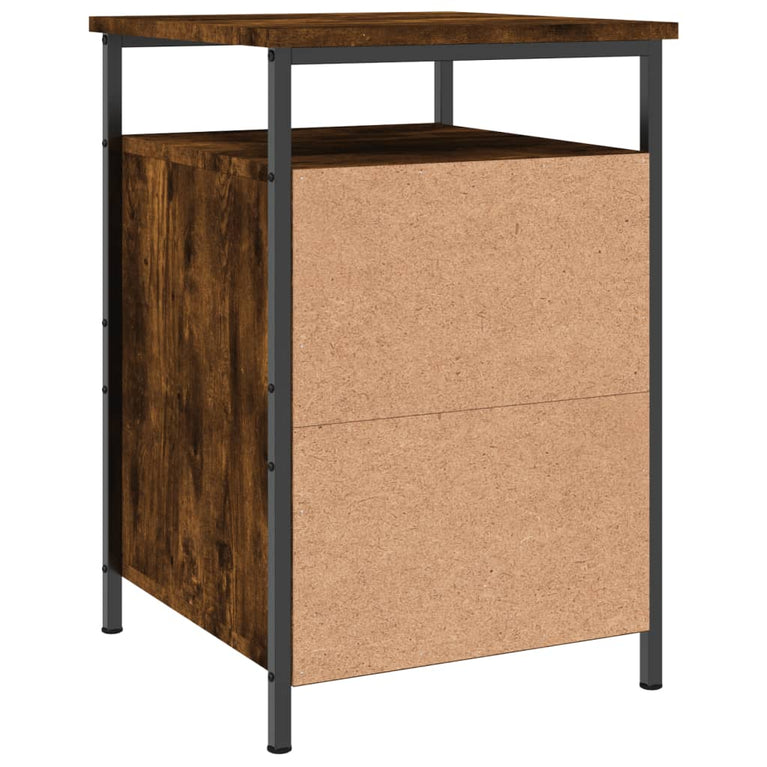 Nachtkastje 40x42x60 cm bewerkt hout gerookt eikenkleurig MeubelReus