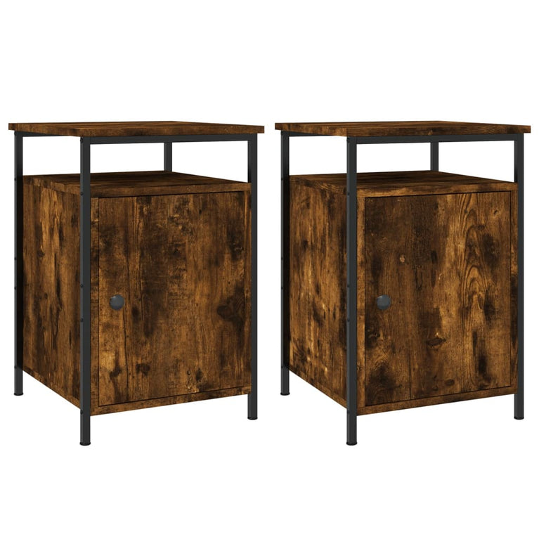 Nachtkastjes 2 st 40x42x60 cm bewerkt hout gerookt eikenkleurig MeubelReus