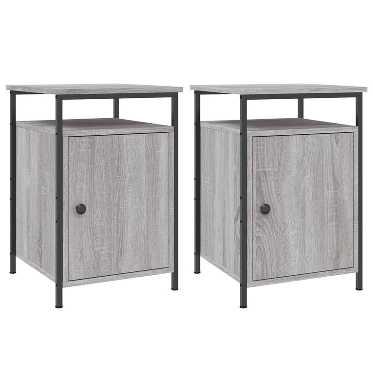 Nachtkastjes 2 st 40x42x60 cm bewerkt hout grijs sonoma eiken MeubelReus