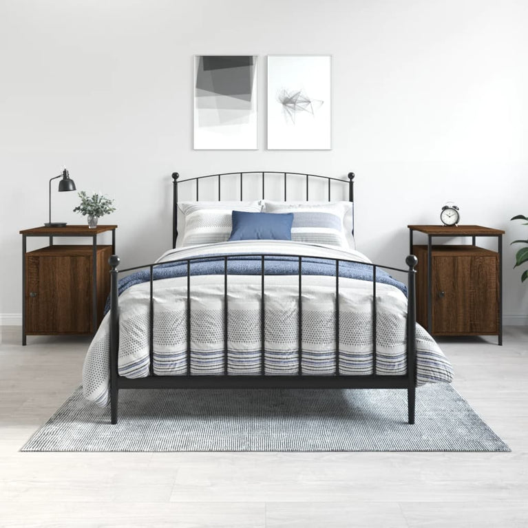 Nachtkastjes 2 st 40x42x60 cm bewerkt hout bruin eikenkleur MeubelReus