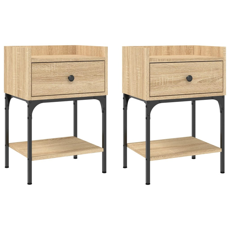 Nachtkastjes 2 st 40,5x31x60 cm bewerkt hout sonoma eikenkleur MeubelReus