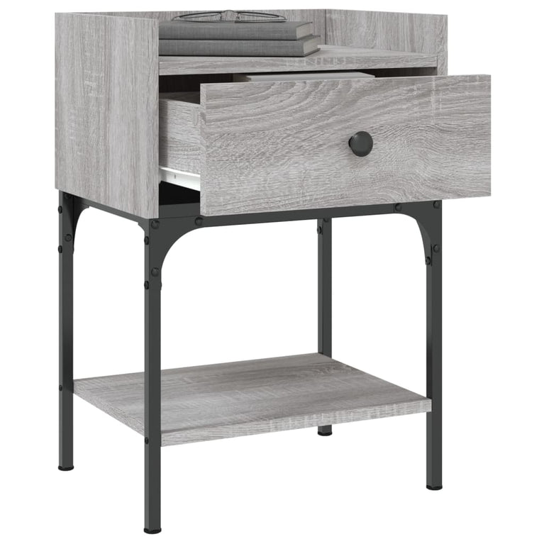 Nachtkastje 40,5x31x60 cm bewerkt hout grijs sonoma MeubelReus