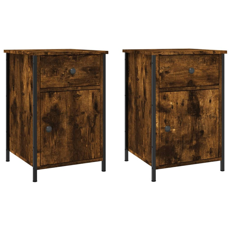 Nachtkastjes 2 st 40x42x60 cm bewerkt hout gerookt eikenkleurig MeubelReus