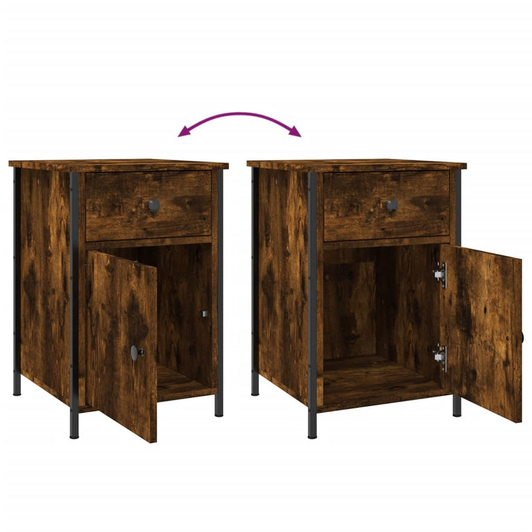 Nachtkastjes 2 st 40x42x60 cm bewerkt hout gerookt eikenkleurig MeubelReus