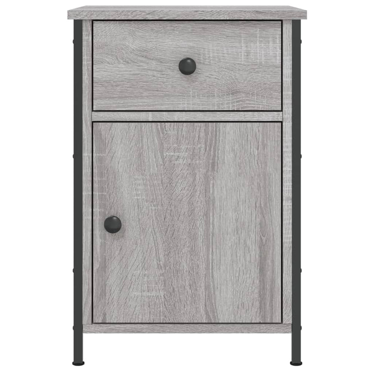 Nachtkastje 40x42x60 cm bewerkt hout grijs sonoma eikenkleurig MeubelReus